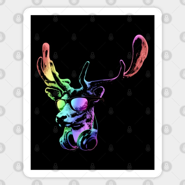 Deer DJ. Cool and Funny Music Animal With Sunglasses And Headphones. Magnet by Nerd_art